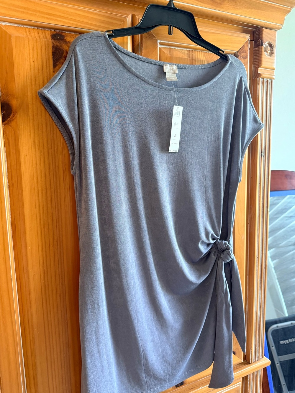 Chico's Gray Side-Tie Tunic Top